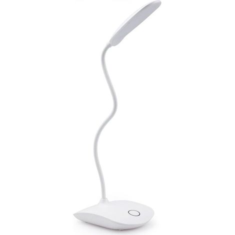 Lampada da scrivania a LED con braccio flessibile, 3 livelli di luminosità, funzionamento a batteria, controllo touch, protezione per gli occhi, 5W, lampada da comodino per dormitorio, ufficio, camera (1/4)