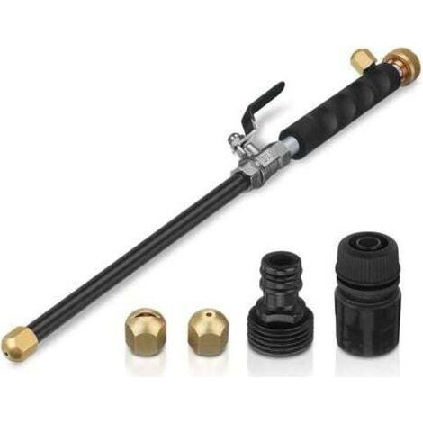High Pressure Water Jet Gun Car Washer High Pressure Washer Lance with Standard Brass Garden Hose End Washer 2 Brass Nozzles for Car Windows- (1/4)