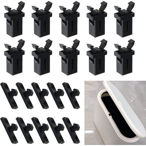 Verrouillage tactile pour couvercle de poubelle, en plastique, avec 10 paires de loquets de rechange. (1/5)