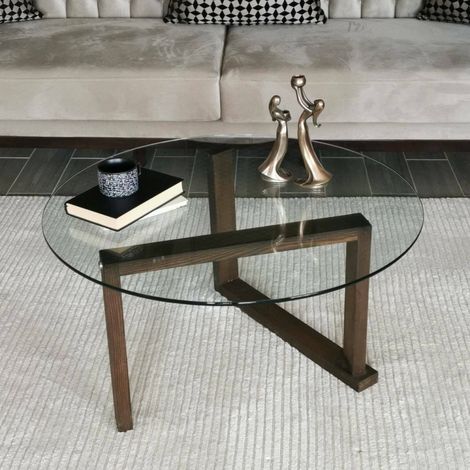 Dmora - Mesa de café Denebra, Mesa de centro baja, Revistero para sofá, Estante de la sala de estar, 80x80h41 cm, Nuez, con embalaje reforzado (1/5)
