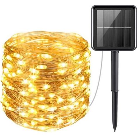 1 x Guirlande Lumineuse Solaire, 20 m avec 200 LED, étanche IP44, lumière chaude, pour décoration extérieure jardin terrasse