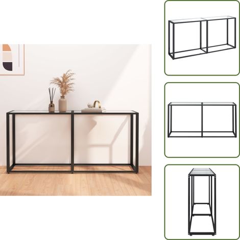 The Living Store Table console Transparent 160x35x75,5 cm Verre trempé - Table Basse Transparente - Table D'appoint Design - Meuble Salle À Manger - Table En Verre Trempé - Table Console Moderne