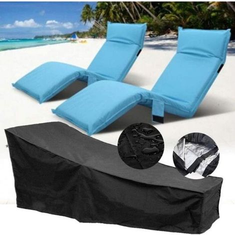Housse protection chaise longue jardin Oxford 210D noire anti intempéries (1/4)