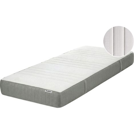 Memory Foam Mattress White with Grey Fabric Polyester EU Single Size Medium Removable Cover WHISPER MEMORY 7 PLUS (1/5)