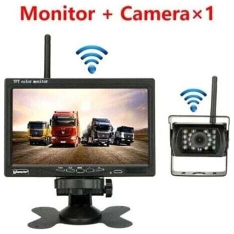 Camera de recul sans fil pour vehicule moniteur LCD de 7 pouces pour camion, Bus, RV, remorque, excavateur 12V-24V Etanche IP67 Angle 120��, (1/4)