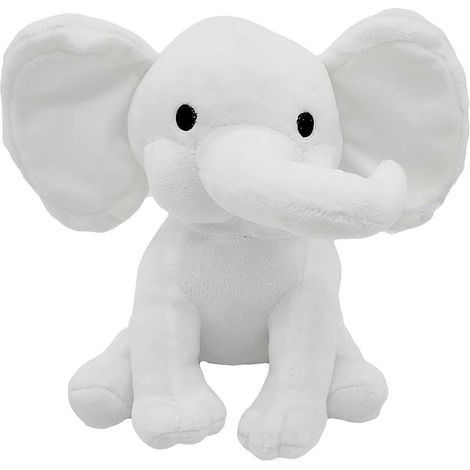 Weicher und kuscheliger Plüschelefant, ideal als Kissen oder Geburtstags- oder Abschlussgeschenk (Weiß, 25 x 25 x 25 cm) (1/5)