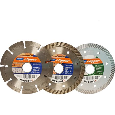 Norton Clipper Diamant Trennscheiben 3er Set STANDARD, TURBO und CERAMIC 125 mm (1/4)