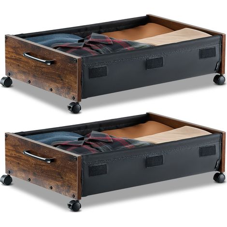 Sacs de Rangement sous Lit avec Roulettes Verrouillables, Organisateur de Chaussures sous le Lit 2 Pièces de 65 x 46 x 18 cm, Boîte de Rangement pour Vêtements, Couvertures, Chambre à Coucher (1/5)