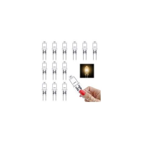 Ampoules halogènes G4, 20 W 12 V, blanc chaud, dimmables, ampoules à capsule transparente à 2 broches, lot de 12 [Classe énergétique G] (1/5)
