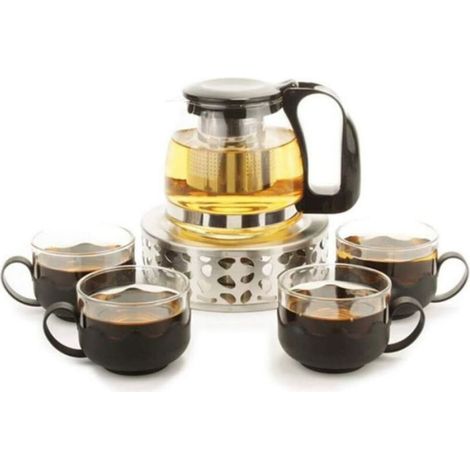 Base de chauffe-théière en acier inoxydable - - Ronde - Porte-bougie - Cadre creux - Compatible verre (1/4)