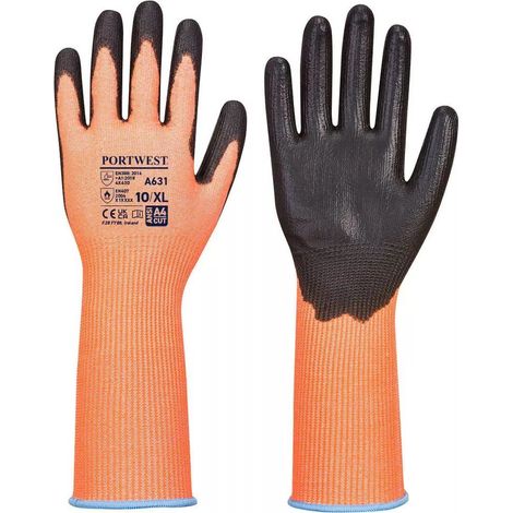 Gants Vis-Tex Cut à manchette longue Orange/Noir M - Taille 8 (1/2)