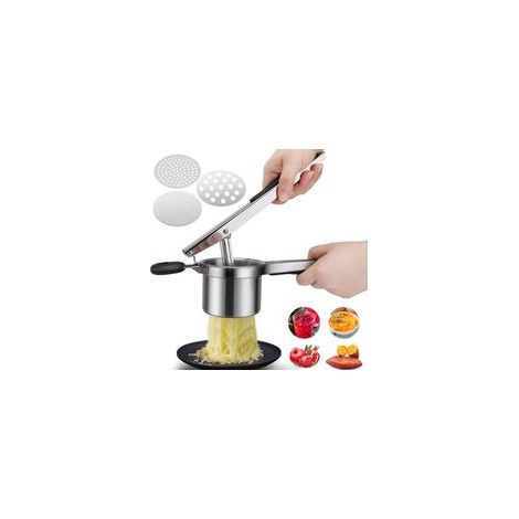 Presse-purée, presse-purée manuel avec 3 disques interchangeables, presse-purée manuel professionnel en acier inoxydable, idéal pour les fruits, les légumes et les aliments pour bébés. (1/5)