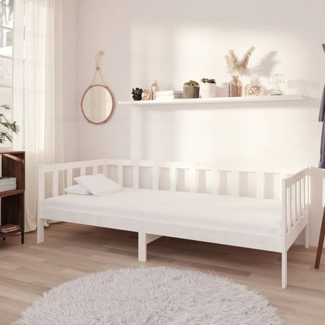 Sofá cama con colchón madera de pino maciza 90x200 cm