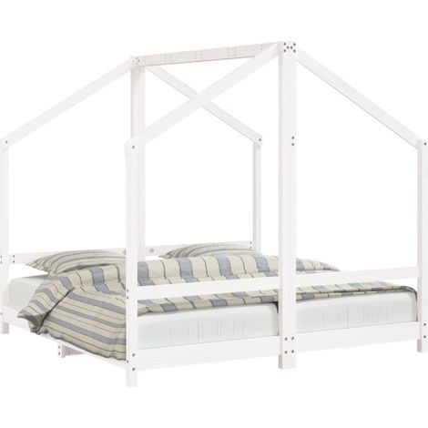 Cadre de lit pour enfant blanc 2x(80x160) cm bois de pin massif (1/5)