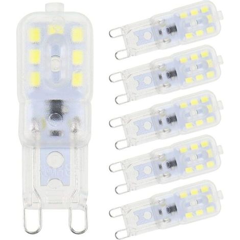 6 lampadine LED G9, bianco freddo, 3W, 6500K, senza sfarfallio, di ricambio per lampadine alogene, dimmerabili, a risparmio energetico, per applique, lampadari, frigoriferi, AC 220V