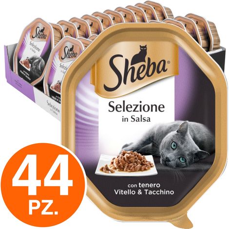 Sheba Selezione Gatto, Salsa in Vaschetta 85gr Vitello e Tacchino (1/4)