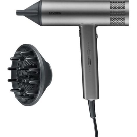 Seche-cheveux ionique - SEVERIN - HT 0169 - S-Style Speed Pro - Concentrateur & diffuseur magnétiques - 2000 W - Gris et noir (1/5)