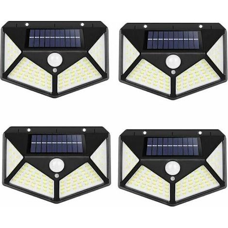 Lot De 4 Lampes Solaires D'Extérieur, Angle De Faisceau De 270° Avec Détecteur De Mouvement, Étanches Ip65, Pour Jardin, Cl (1/2)