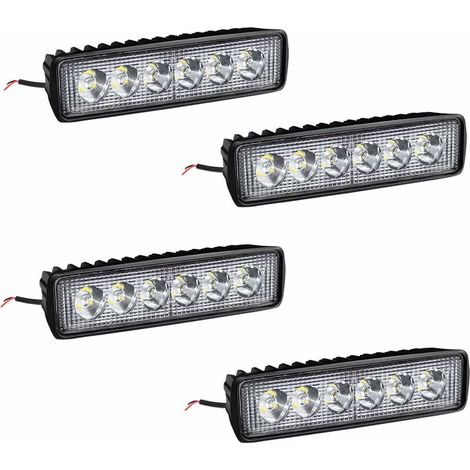 4 X 18W LED phares de travail barre lumineuse phare de travail - LED feux auxiliaires IP67 aluminium pour réflecteur tracteur agricole tout terrain- (1/5)