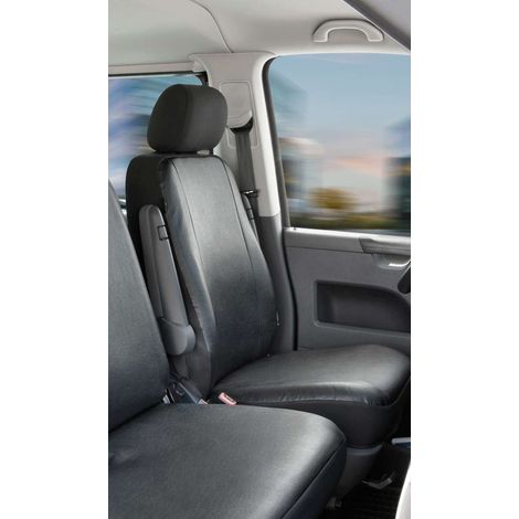 Housse de siège Transporter en simili cuir pour VW T5, siège simple avant (1/4)