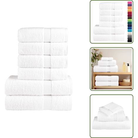 6 tlg. Premium-Handtuch-Set SOLUND Weiß 600 g/m² - Baumwolle - Handtuch Set - Badtextilien - Weiße Handtücher - Waschbare Handtücher (1/5)