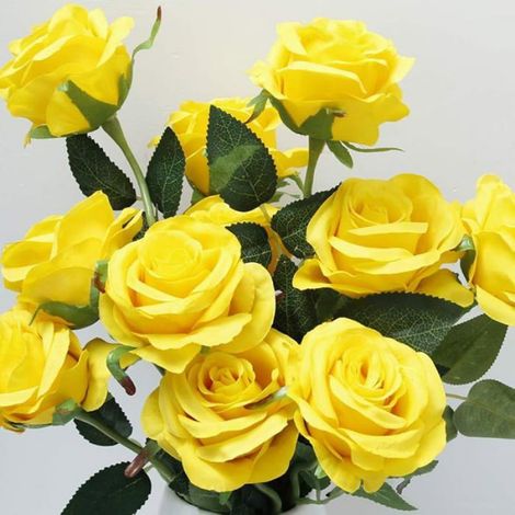10 pièces Artificielle Roses Fleurs De Soie Faux Bouquets Floraux pourDécoration De Mariage Jaune - Roses FLEUR-PLANTE ARTIFICIELLE (1/5)