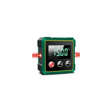 Inclinomètre Magnétique Numérique avec Laser Electronique, Niveau Numérique USB Rechargeable, Base Magnétique Forte et Ecran LCD Rétro-éclairé, Rapporteur Inclinomètre pour le Travail du Bois (A)
