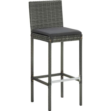 Maison Exclusive - Sgabelli da Bar con Cuscini 2 pz Grigi in Polyrattan (1/5)