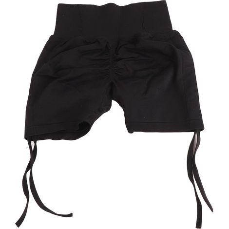 Shorty Yoga Femme Taille Haute Ergonomique Fessier Gainant Sans Couture Corde de Serrage Sport Course Running Shorts Noir M (1/5)