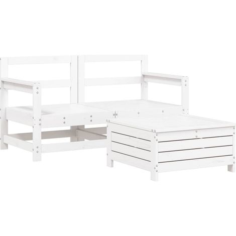 Maison Exclusive - Salon de jardin 3 pcs blanc bois de pin massif (1/5)