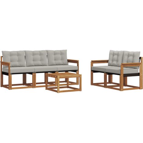 Conjunto de sofás de exterior 6 pcs Gris Natural y Claro vidaXL (1/5)
