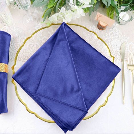 Serviette Velours - 20 x 20 Pouces - Bordure Sans Couture - Bleu Royal - Lot de 5 (1/5)