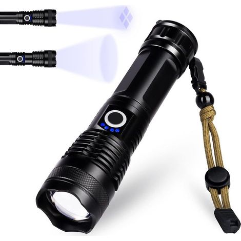 1200 Lumen LED Flashlight – USB Type-C Rechargeable – Waterproof Aluminum Alloy – Zoomable for Camping and Emergencies – XHP50 (1/5)
