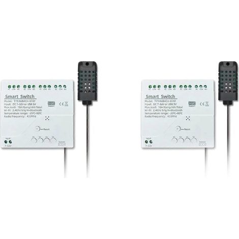 2 relais Tuya Smart WiFi 4 canaux avec capteur de température et d'humidité, interrupteur à contact sec passif RF433 pour Alexa Alice(B) (1/4)