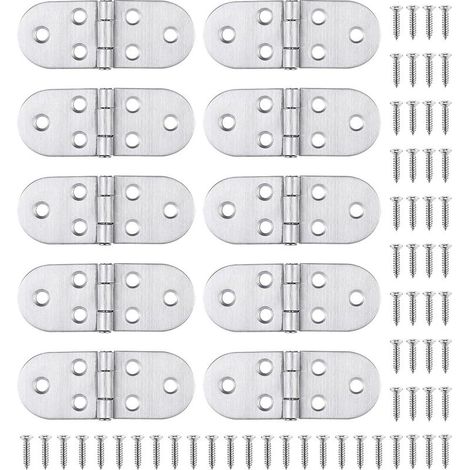 10 Charnière Inox et Vis, Montage facile et solides, pour Table Pliante, Porte de Placard, Trappe, Fenêtre Bateau/Maison (1/5)