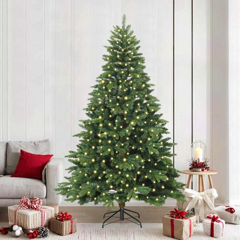 vidaXL Artificial Christmas Tree with 300 LEDs Green 240 cm PE and PVC (1/5)