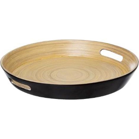 Plateau Rond en Bambou "Modern" 42cm Charbon (1/2)
