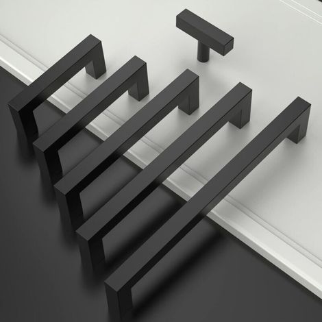 Schwarze Edelstahl-Schrankgriffe – 10er-Set, 96 mm Lochabstand, für Schrank- und Küchentüren