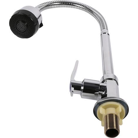 Robinet de cuisine pivotant en alliage de zinc avec poignée unique et douchette, robinet d'eau froide (1/5)