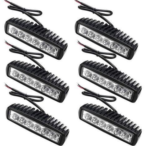 6 x 18W LED de travail 12V 24V offroad projecteur pour tracteur, excavatrice, Projecteurs, IP67 - Noir (1/4)