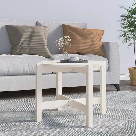 vidaXL Coffee Table White 脴 62,5x45 cm Solid Wood Pine (1/5)