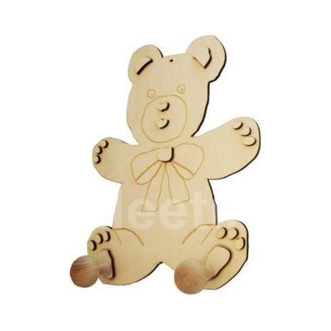 Appendiabiti cameretta in legno a forma di Orso 35,5 x 45 cm