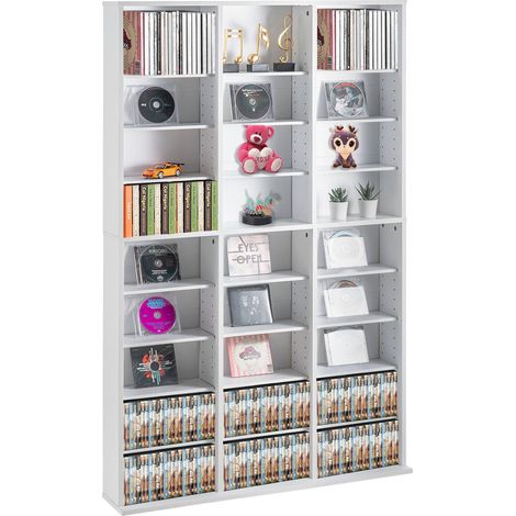 Meuble de rangement multimédia, étagère à DVD à 9 niveaux pouvant contenir jusqu'à 756 CD, étagères à CD réglables, 27 compartiments, protège et organise vos collections de musique, films, jeux vidéo (1/5)