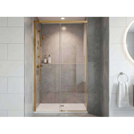 Gelco Lux - Porta doccia 100 cm, vetro trasparente/oro GU1210G (1/5)