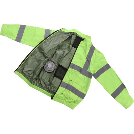 Kabellose Windjacke, reflektierende Sommerkleidung, kühlende Funktion, Sonnenschutz, Arbeitskleidung, Langarm, Weiß, Größe XXXL, fluoreszierendes Grün (1/5)