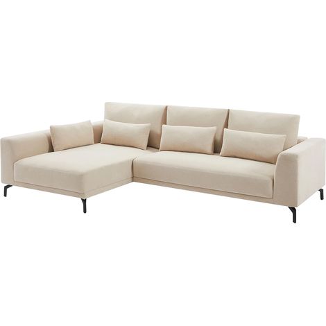 Canapé d'angle gauche en tissu texturé beige TILANIA (1/5)