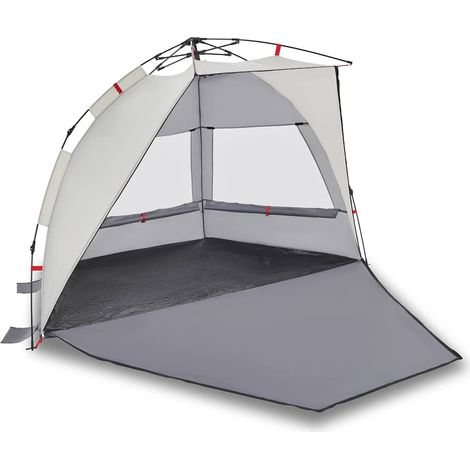 vidaXL Tienda de playa 2 personas impermeable apertura rápida gris (1/2)