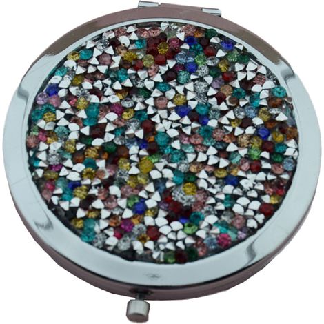Miroir De Maquillage Pliant Miniature Double Face Avec Strass Pour Voyage Et Sac À Main - 1 Pièce (1/5)