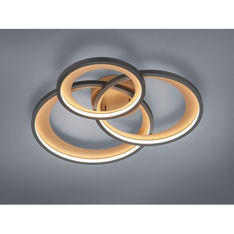 LED Deckenleuchte GRANADA mit drei Ringen Schwarz & Gold, dimmbar, Breite 71cm (1/5)
