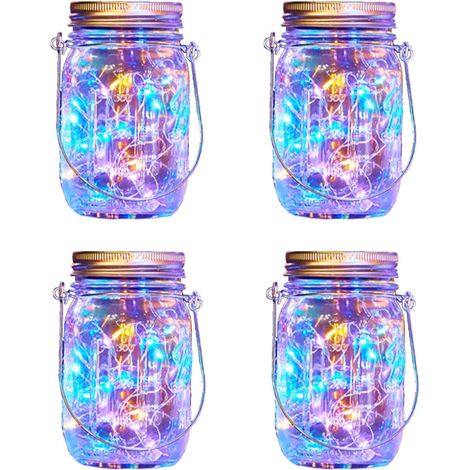 Lanterne solaire pour extérieur, 4 pièces de lampes solaires de jardin étanches - Lanterne solaire suspendue pour terrasse, patio, balcon, table - Décoration multicolore (1/5)